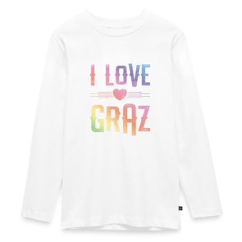I Love Graz - Teenager Premium Organic Long Sleeve Shirt - white - Front - AI Model Kid Female (0cm)