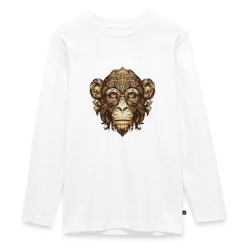 Portrait de singe - T-shirt manches longues Premium Ado - blanc - Devant - AI Model Kid Female (0cm)