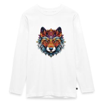 Wolf Porträt Kopf - Teenager Premium Bio Langarmshirt - Weiß - Vorne - AI Model Kid Female (0cm)