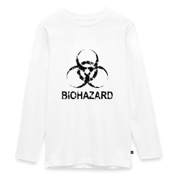 BIOHAZARD VINTAGE - Teenager Premium Organic Long Sleeve Shirt - white - Front - AI Model Kid Female (0cm)