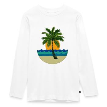 Palm tree, sun, beach - Teenager Premium Organic Long Sleeve Shirt - white - Front - AI Model Kid Female (0cm)