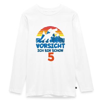 Geburtstag 5 Jahre Dino, T-Rex T-Shirt Fünf - Teenager Premium Bio Langarmshirt - Weiß - Vorne - AI Model Kid Female (0cm)