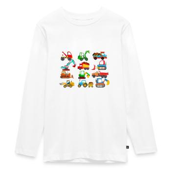 Baustellenfahrzeuge und Traktoren Kinder Shirt - Teenager Premium Bio Langarmshirt - Weiß - Vorne - AI Model Kid Female (0cm)