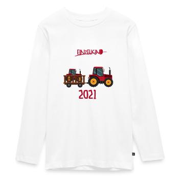 Grosser Bruder Traktor Shirt 2021 - Teenager Premium Bio Langarmshirt - Weiß - Vorne - AI Model Kid Female (0cm)