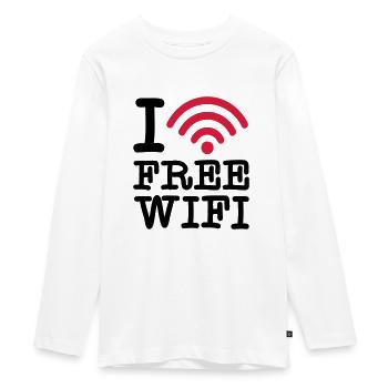 I love free wifi - Farbwechsel - Teenager Premium Bio Langarmshirt - Weiß - Vorne - AI Model Kid Female (0cm)