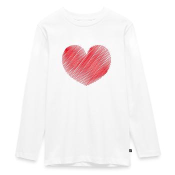 Rotes Herz Bleistift - Teenager Premium Bio Langarmshirt - Weiß - Vorne - AI Model Kid Female (0cm)