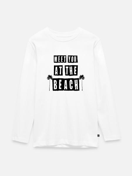 Treffen Sie am Strand - Teenager Premium Bio Langarmshirt - Weiß