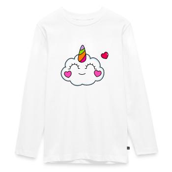 kawaii unicorn cloud - Teenager Premium Organic Long Sleeve Shirt - white - Front - AI Model Kid Female (0cm)