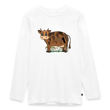 Kuh - Teenager Premium Bio Langarmshirt - Weiß - Vorne - AI Model Kid Female (0cm)