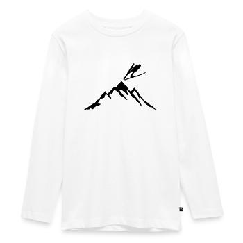 Skispringen, Skispringer und Berg - Teenager Premium Bio Langarmshirt - Weiß - Vorne - AI Model Kid Female (0cm)