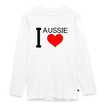 i heart Aussie - I love Aussie - T-shirt manches longues Premium Ado - blanc - Devant - AI Model Kid Female (0cm)