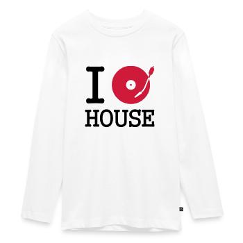 I dj / play / listen to house - Teenager Premium Bio Langarmshirt - Weiß - Vorne - AI Model Kid Female (0cm)