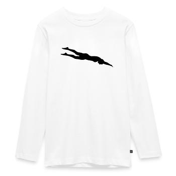 Schwimmerin, Schwimmen - Teenager Premium Bio Langarmshirt - Weiß - Vorne - AI Model Kid Female (0cm)