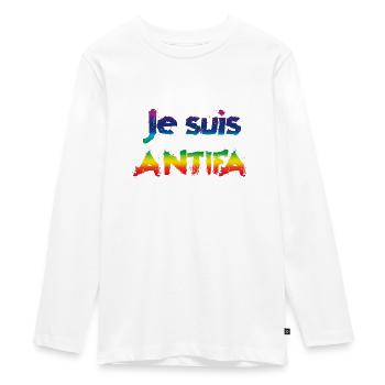 Je suis ANTIFA - Teenager Premium Bio Langarmshirt - Weiß - Vorne - AI Model Kid Female (0cm)