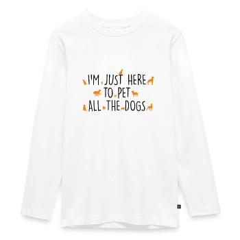 Je suis juste là pour caresser tous les chiens - T-shirt manches longues Premium Ado - blanc - Devant - AI Model Kid Female (0cm)