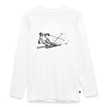 Ski shirt - the motif for all snow riders - Teenager Premium Organic Long Sleeve Shirt - white - Front - AI Model Kid Female (0cm)