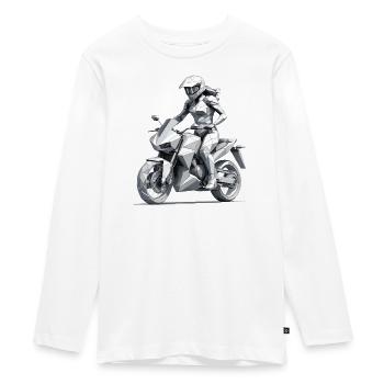Biker Girl - Motorbike Design - Teenager Premium Organic Long Sleeve Shirt - white - Front - AI Model Kid Female (0cm)