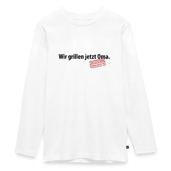 Wir grillen jetzt Oma Satzzeichen Komma Leben Omi - Teenager Premium Bio Langarmshirt - Weiß - Vorne - AI Model Kid Female (0cm)