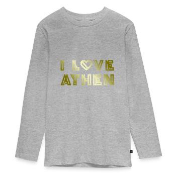 J’aime Athènes - T-shirt manches longues Premium Ado - gris chiné - Devant