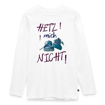 Bunte Sneaker-Statement nicht hetzen - Teenager Premium Bio Langarmshirt - Weiß - Vorne - AI Model Kid Female (0cm)
