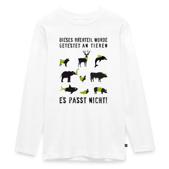 Getestet an Tieren | Tiere | Lustig | Humor | Tier - Teenager Premium Bio Langarmshirt - Weiß - Vorne - AI Model Kid Female (0cm)
