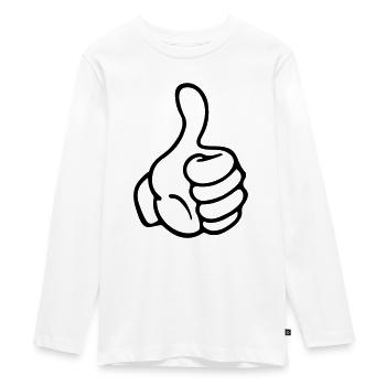 hand thumb like comic - Teenager Premium Organic Long Sleeve Shirt - white - Front - AI Model Kid Female (0cm)