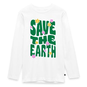 SAVE THE EARTH - Teenager Premium Bio Langarmshirt - Weiß - Vorne - AI Model Kid Female (0cm)