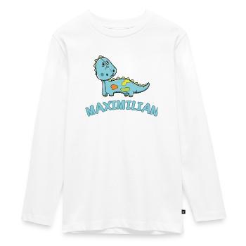 Dinosaur funny child Maximilian gift birth - Teenager Premium Organic Long Sleeve Shirt - white - Front - AI Model Kid Female (0cm)