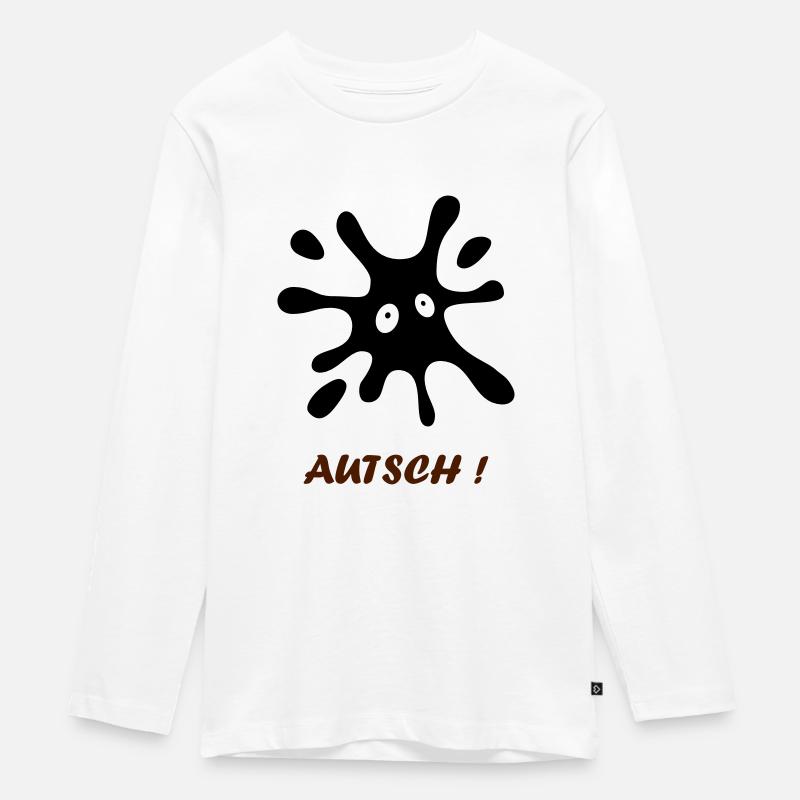 schwarzer Fleck mit Augen - Autsch - Teenager Premium Bio Langarmshirt - Weiß