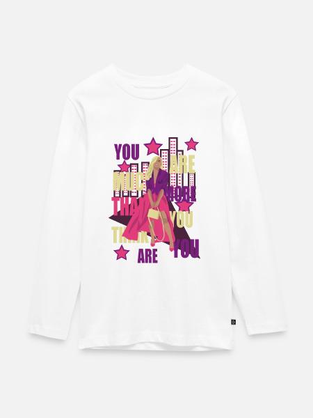 Mode - Teenager Premium Bio Langarmshirt - Weiß