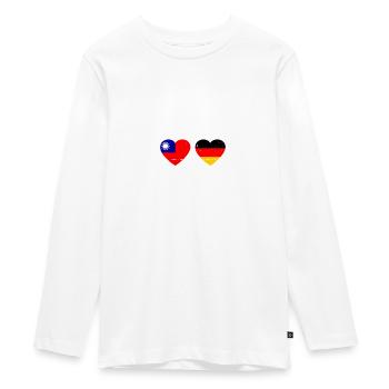 Taiwan Deutschland Herzschlag Flagge - Teenager Premium Bio Langarmshirt - Weiß - Vorne - AI Model Kid Female (0cm)