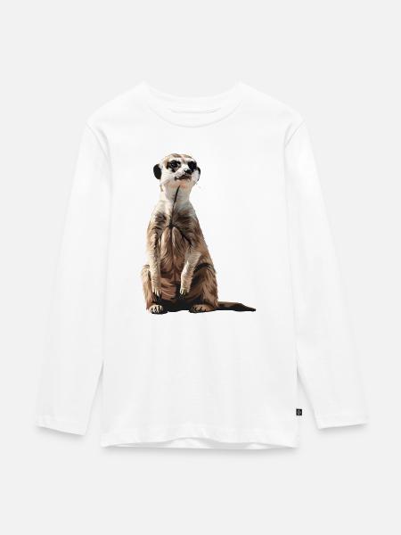 Erdmännchen - Teenager Premium Bio Langarmshirt - Weiß