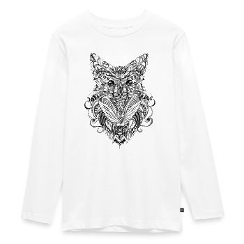Fox doodle - Teenager Premium Organic Long Sleeve Shirt - white - Front - AI Model Kid Female (0cm)
