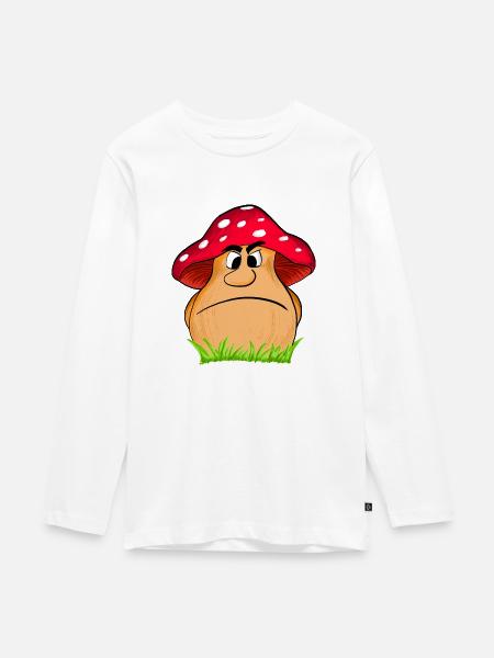 Angry Mushroom - Teenager Premium Bio Langarmshirt - Weiß