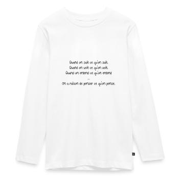 Quote - Teenager Premium Organic Long Sleeve Shirt - white - Front - AI Model Kid Female (0cm)