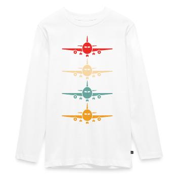 Aviation Avion Volant Compagnie aérienne Pilote d’époque - T-shirt manches longues Premium Ado - blanc - Devant - AI Model Kid Female (0cm)