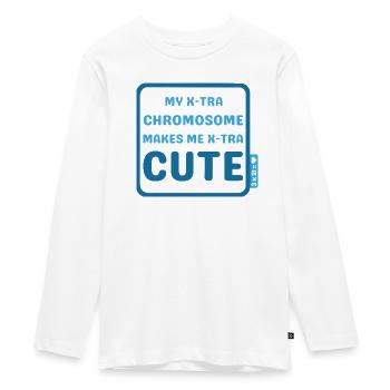 Down Syndrom - X-tra cute - petrol - Teenager Premium Bio Langarmshirt - Weiß - Vorne - AI Model Kid Female (0cm)