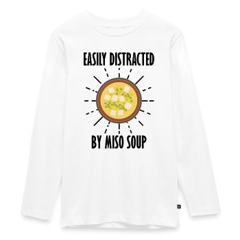 Distracted by Miso Soup Ramen Noodles Japanese - Teenager Premium Organic Long Sleeve Shirt - white - Front - AI Model Kid Female (0cm)