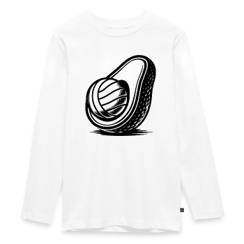 Lustige Avocado mit Volleyball-Kern - Teenager Premium Bio Langarmshirt - Weiß - Vorne - AI Model Kid Female (0cm)