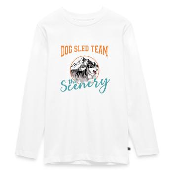 Sled Dogs and Sledding Team - Teenager Premium Organic Long Sleeve Shirt - white - Front - AI Model Kid Female (0cm)