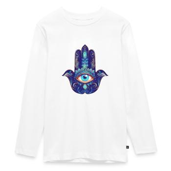Hamsa Hand, Allsehendes Auge, Nazar, Schutzsymbol - Teenager Premium Bio Langarmshirt - Weiß - Vorne - AI Model Kid Female (0cm)
