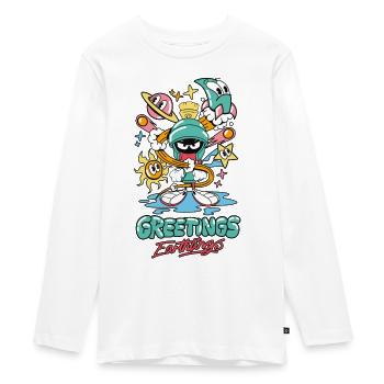 Looney Tunes Marvin Greetings Earthlings - T-shirt manches longues Premium Ado - blanc - Devant - AI Model Kid Female (0cm)