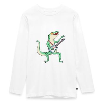 Star Lizard Electric Guitar - Teenager Premium Organic Long Sleeve Shirt - white - Front - AI Model Kid Female (0cm)