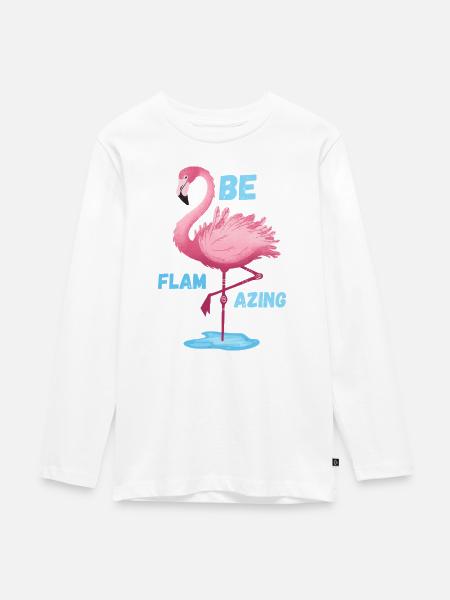 Pink Flamingo Sei Flamazing - Teenager Premium Bio Langarmshirt - Weiß