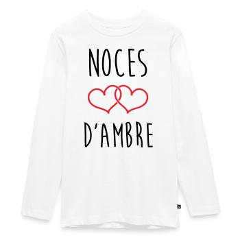 noces d'ambre 34 ans de mariage - T-shirt manches longues Premium Ado - blanc - Devant - AI Model Kid Female (0cm)