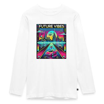 Future Vibes - Paysage urbain futuriste au néon - T-shirt manches longues Premium Ado - blanc - Devant - AI Model Kid Female (0cm)