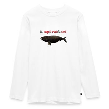 The right whale to love - Ballena franca - baleine - Teenager Premium Organic Long Sleeve Shirt - white - Front - AI Model Kid Female (0cm)