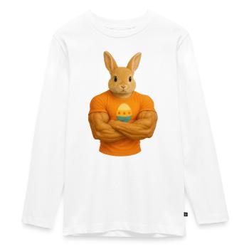 Easter Bunny with Muscles - Funny - Teenager Premium Organic Long Sleeve Shirt - white - Front - AI Model Kid Female (0cm)