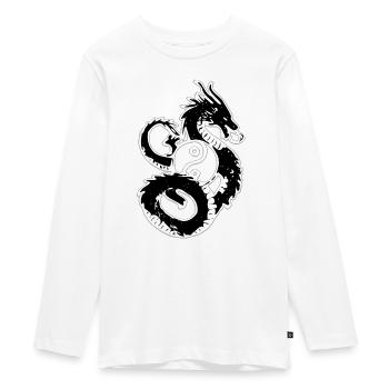 Illustration du cercle Yin Yang du Dragon - T-shirt manches longues Premium Ado - blanc - Devant - AI Model Kid Female (0cm)