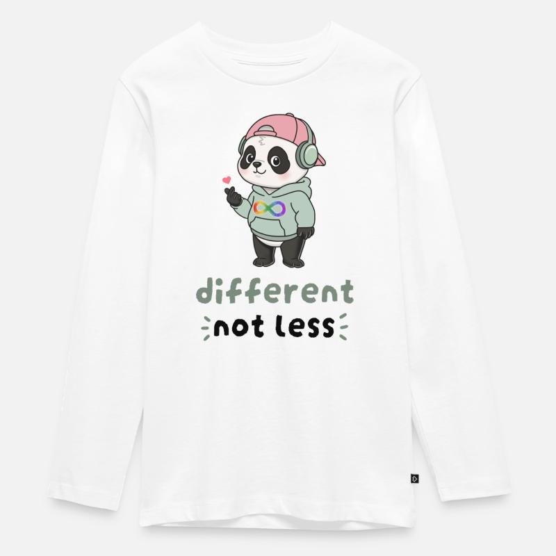 Different Not Less Panda - Teenager Premium Bio Langarmshirt - Weiß